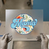 Glitter Mama Floral DTF Transfer Ready to Press | Retro Style Heat Transfer