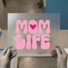Mom Life Wavy Font | DTF Transfer Ready to Press | Pink Heat Transfer