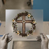 Floral Cross Wreath | DTF Transfer Ready to Press | Vintage Church Heat Transfer