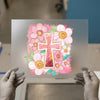 Pink Floral Cross | DTF Transfer Ready to Press | Faith Heat Transfer