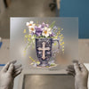 Floral Cross Chalice | DTF Transfer Ready to Press | Vintage Heat Transfer