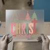Merry Christmas Trees & Cross | DTF Transfer Ready to Press | Christian Holiday Heat Transfer