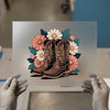 Floral Cowboy Boots | DTF Transfer Ready to Press | Western Heat Transfer
