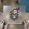 Skull & Sunflowers | DTF Transfer Ready to Press | Goth Floral Heat Transfer