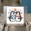 Cute Penguin Couple Love Heart | DTF Transfer Ready to Press | Cartoon Heat Transfer