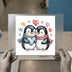 Cute Penguin Couple Love Heart | DTF Transfer Ready to Press | Cartoon Heat Transfer