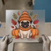 Autumn Pug with Pumpkins | DTF Transfer Ready to Press | Fall Heat Transfer