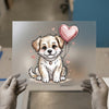 Cute Puppy with Heart Balloon | DTF Transfer Ready to Press | Kawaii Heat Transfer
