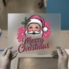 Pink Merry Christmas Santa | DTF Transfer Ready to Press | Leopard Print Heat Transfer