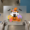 Cute Ghost Witch & Black Cat | DTF Transfer Ready to Press | Spooky Kawaii Heat Transfer