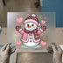 Pink Leopard Snowman | DTF Transfer Ready to Press | Cute Winter Heat Transfer