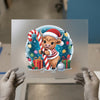 Cute Christmas Highland Cow with Candy Cane | DTF Transfer Ready to Press | Festivity Heat Transfer