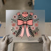 Floral Bow Wreath | DTF Transfer Ready to Press | Feminine Heat Transfer