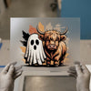 Highland Cow Ghost | DTF Transfer Ready to Press | Halloween Heat Transfer