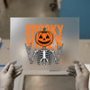 Spooky Vibes Pumpkin Skull | DTF Transfer Ready to Press | Halloween Heat Transfer