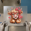 Cute Highland Cow with Heart Glasses | DTF Transfer Ready to Press | Valentine's Heat Transfer