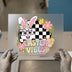 Easter Bunny Vibes | DTF Transfer Ready to Press | Retro Checkerboard Heat Transfer