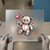 Cute Teddy Bear with Hearts | DTF Transfer Ready to Press | Kawaii Heat Transfer