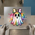 Rainbow Drippy Ghost | DTF Transfer Ready to Press | Watercolor Heat Transfer