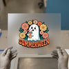 Summerween Ghost & Flowers | DTF Transfer Ready to Press | Retro Fun Heat Transfer