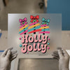 Holly Jolly Christmas | DTF Transfer Ready to Press | Retro Holiday Heat Transfer