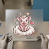 Cute Pig on Cloud DTF Transfer | Ready to Press | Cartoon Heat Transfer