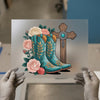 Cowgirl Boots & Cross | DTF Transfer Ready to Press | Western Heat Transfer