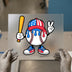 Patriotic Baseball DTF Transfer Ready to Press | Cartoon Style Heat Transfer