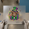 Mardi Gras Highland Cow | DTF Transfer Ready to Press | Festive Heat Transfer