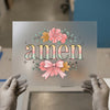 Amen Floral Bow | DTF Transfer Ready to Press | Faith Heat Transfer
