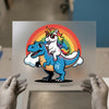 Unicorn Riding T-Rex DTF Transfer Ready to Press | Kids Fun Heat Transfer
