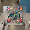 Colorful Sea Turtle & Hibiscus | DTF Transfer Ready to Press | Tropical Heat Transfer