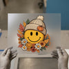 Fall Smiley Face with Beanie | DTF Transfer Ready to Press | Autumn Heat Transfer
