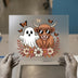 Highland Cow Ghost & Floral | DTF Transfer Ready to Press | Retro Fall Heat Transfer