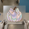 Chic Pastel Pumpkin with Bow | DTF Transfer Ready to Press | Fall Heat Transfer