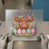 Highland Cow Easter Design | DTF Transfer Ready to Press | Adorable Heat Transfer