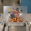 Cute Highland Cow & Cat Halloween | DTF Transfer Ready to Press | Spooky Heat Transfer