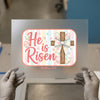 He Is Risen Easter Cross Calligraphy | DTF Transfer Ready to Press | Spring Heat Transfer