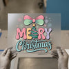 Merry Christmas Retro Bow | DTF Transfer Ready to Press | Cute Pastel Heat Transfer