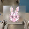 Cute Bunny with Heart Glasses & Bubble Gum | DTF Transfer Ready to Press | Kawaii Heat Transfer