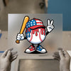 Patriotic Baseball Mascot | DTF Transfer Ready to Press | Sports Heat Transfer