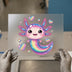 Sparkle Axolotl Rainbow | DTF Transfer Ready to Press | Kawaii Heat Transfer