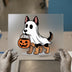 Ghost Dog with Pumpkin Pail | DTF Transfer Ready to Press | Halloween Heat Transfer