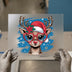 Cute Reindeer with Santa Hat | DTF Transfer Ready to Press | Christmas Heat Transfer