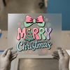 Retro Merry Christmas Bow | DTF Transfer Ready to Press | Holiday Heat Transfer