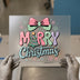 Retro Merry Christmas Bow | DTF Transfer Ready to Press | Holiday Heat Transfer