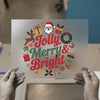 Jolly Merry & Bright Christmas DTF Transfer Ready to Press | Festive Heat Transfer