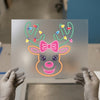 Christmas Reindeer with Lights | DTF Transfer Ready to Press | Cute Neon Heat Transfer