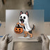 Halloween Ghost Dog with Pumpkin | DTF Transfer Ready to Press | Spooky Heat Transfer