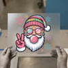 Retro Santa Peace Sign | DTF Transfer Ready to Press | Groovy Heat Transfer